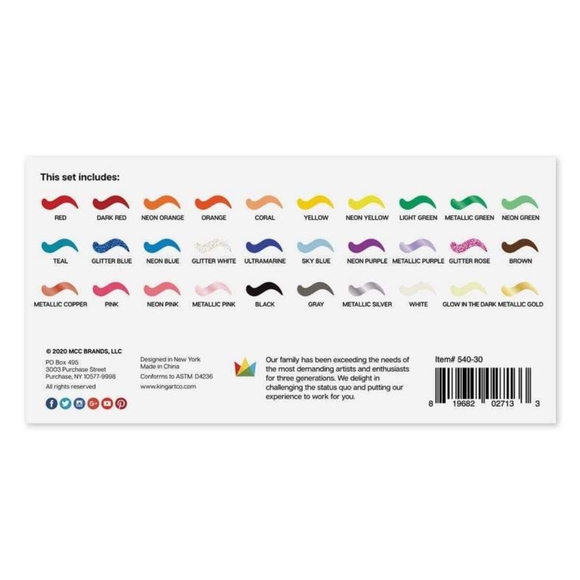 3 Boxes KINGART Studio Fabric 3D Permanent Paint Kits (90 Colors) - Picture 6 of 7